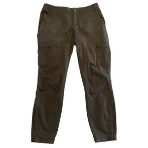 Athleta Womens Olive Green Cargo Utility Pants Slim Ankle Zip Pockets Size 4